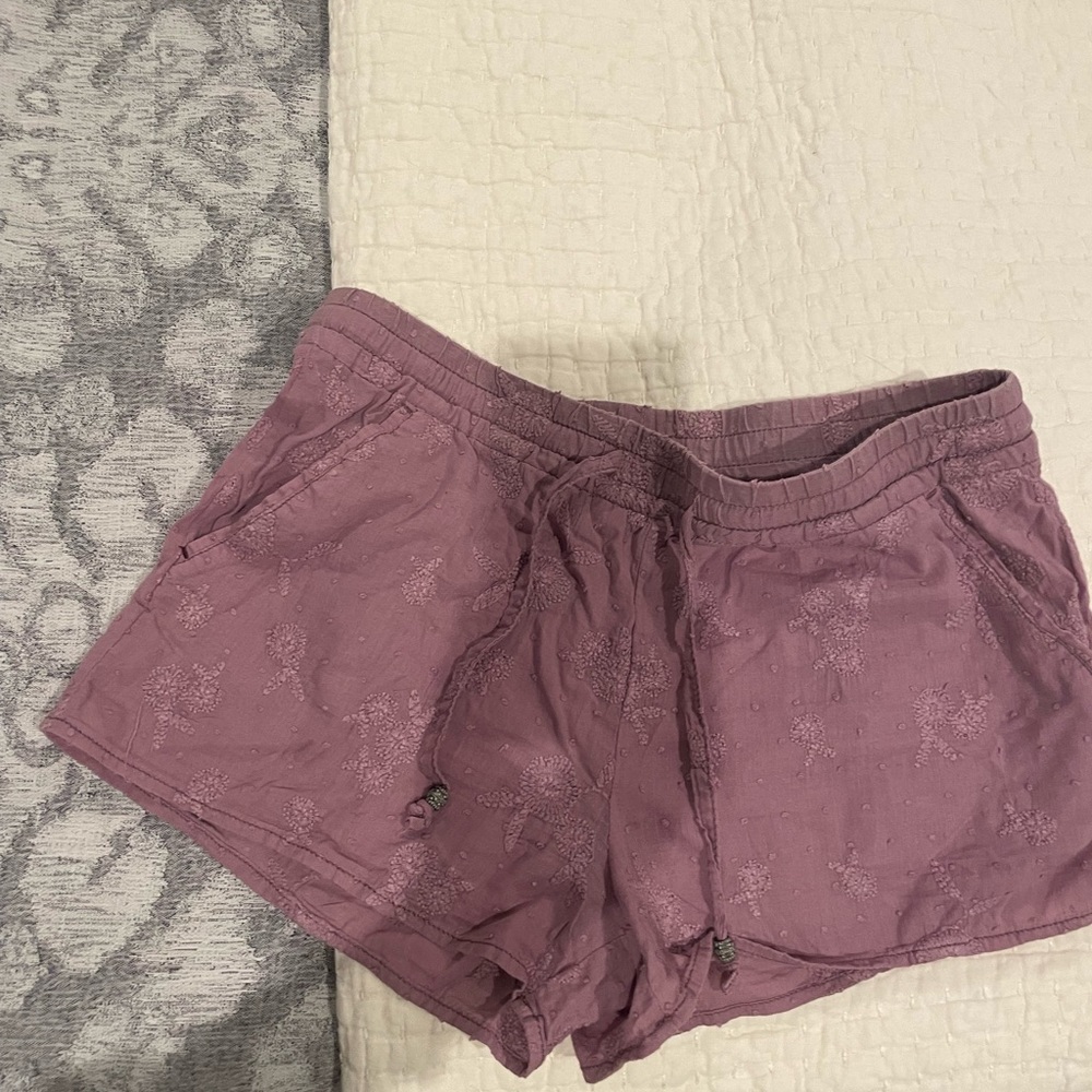 Embroidered Purple Drawstring Shorts - Picture 6 of 7